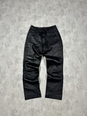 Vintage IXS Black Genuine Leather Motorcycle Biker Pants Size 44/L