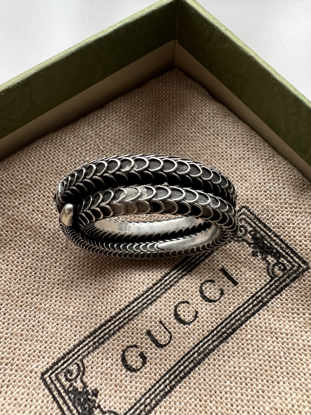 Gucci Garden silver snake ring/ 23/925 Sterling silver with aged finish image 8