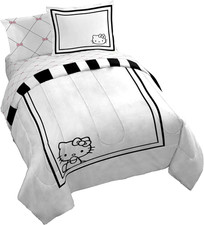 Juego de edredón Hello Kitty Queen de 7 piezas con sábanas y fundas de almohada - blanco
