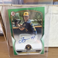 2023 Bowman Paper Prospect Autographs Logan Henderson Green /99 (PPA-LH)
