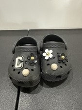 Crocs Classic Baby Toddler Clogs Black Size C4 Comfort Slip On 4-5 With Jibbitz