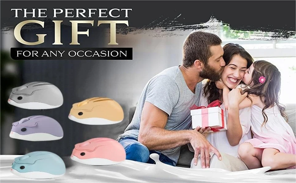 2.4GHz Wireless Mouse Cute Hamster Shape Less Noice Portable Mobile Pink - Image 2 of 4