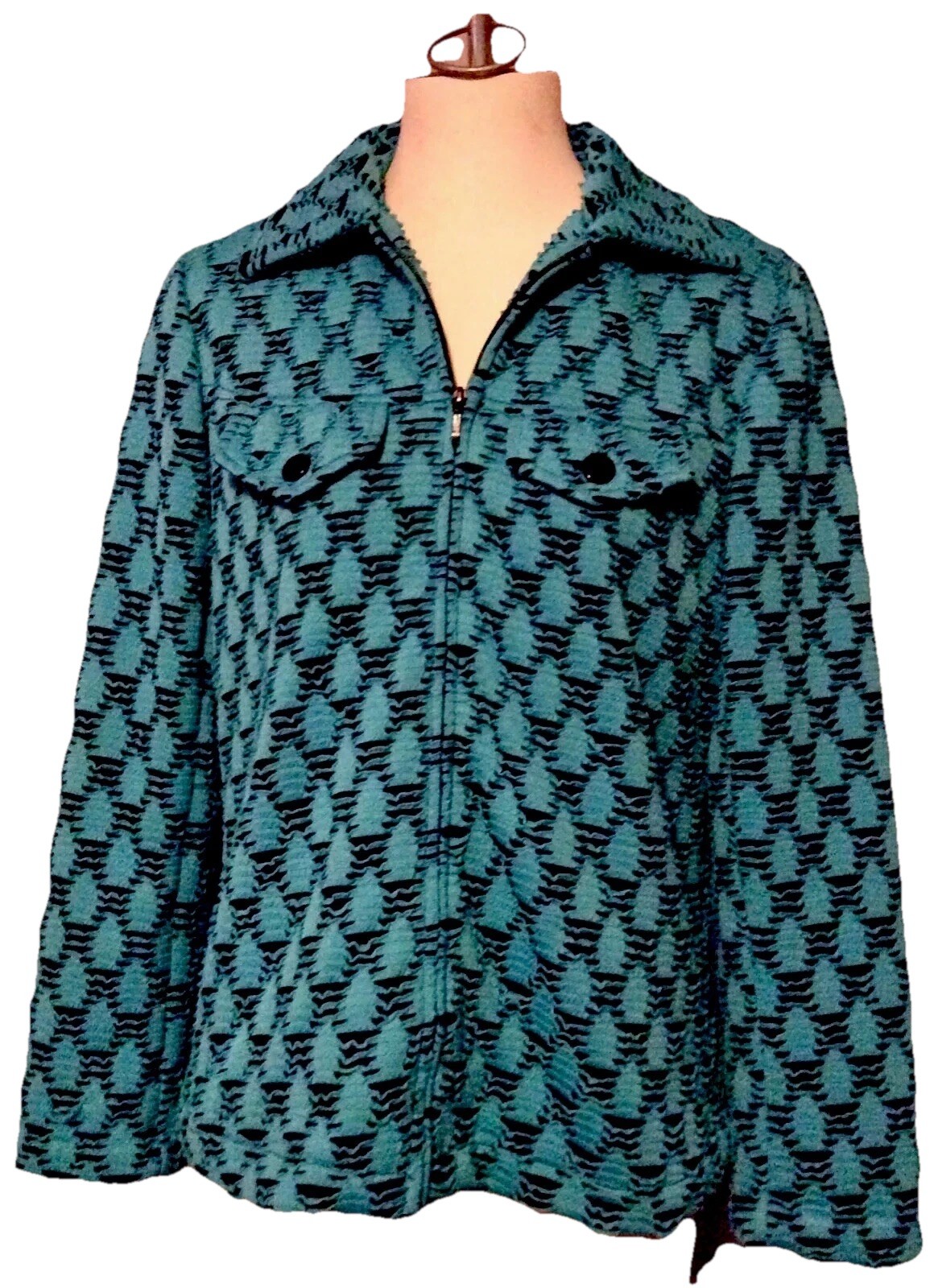 Rafael Jacket Zip Front Knit Easter Spring Blue T… - image 1