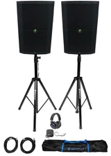 DJ Package w/ (2) Mackie Thump215XT 15" 1400w Powered Speakers+Stands+Headphones