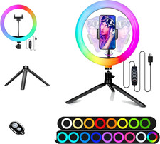 10" Selfie Ring Light with 4" Desktop Tripod Stand  1 Phone Holder, LED