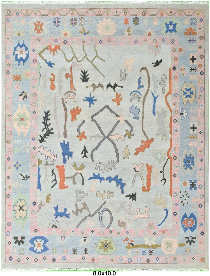 Светло-серый турецкий ковер ручной вязки ковер 8 x 10, 9 x 12, 10 x 14 футов для спальни - Изображение 3 из 4