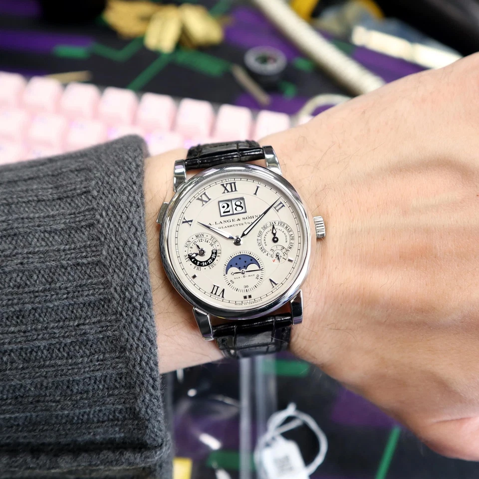 2004 Mint A. Lange & Sohne 310.025E Langematik Perpetual Platinum Gray Watch - Image 2 of 4