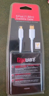 GigaWare 4-Pin to 4-Pin 6Ft FireWire Cable MPN 1500006 New