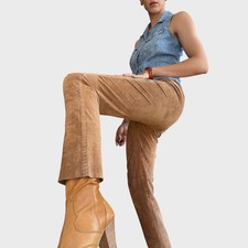 Vintage Brown Suede Pants 90s Y2K Mid Rise Leather Size US8/ EU40