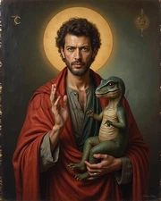 Jeff Goldblum "Saint Goldblum" AI Generated Image Oil Paint Style 8X10 Print