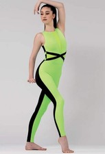 Dance Costume Large Child Green Weissman MT12603 Jazz Acro Contemporary Unitard