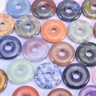 30mm Polished Crystal Donuts DIY Pendant Jewelry Pocket Stone