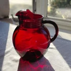 Vintage Anchor Hocking Fire King Royal Ruby Red Glass Pitcher 9"h x 8"w