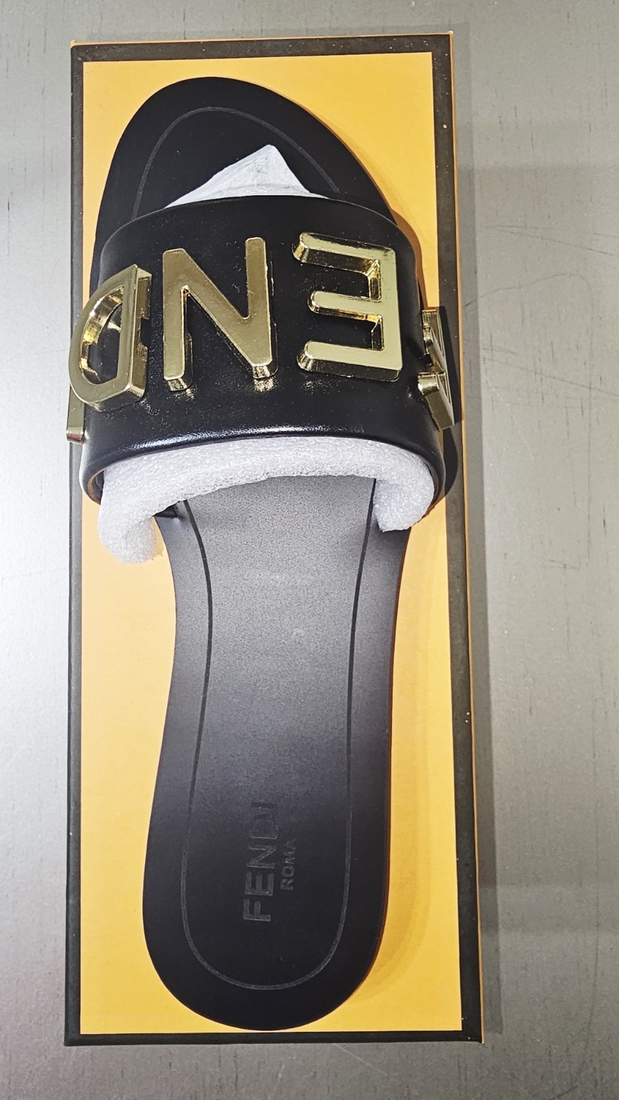 Fendi Women's Logo Bow Slide Sandals Brown Black Comfort Casual