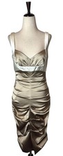 Xscape Dress Women 8 Ivory Tan Sweetheart Neck Ruched Mini Party Cocktail