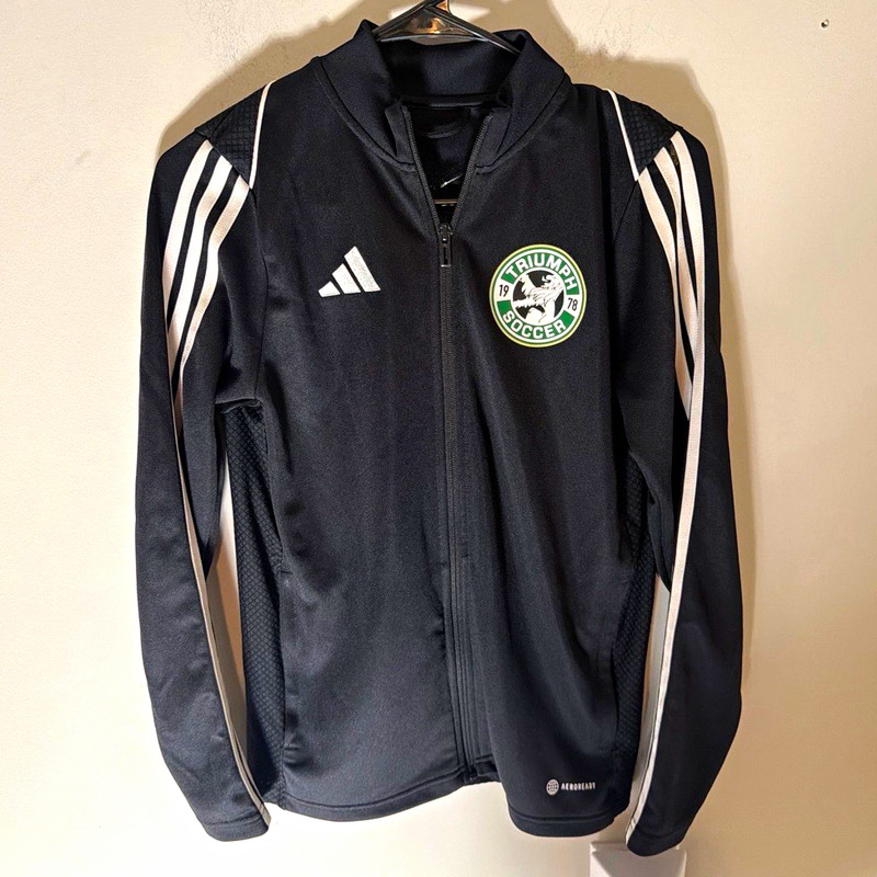 adidas Triumph Soccer Full Zip Jacket Black/White/Green Stripes Soccer