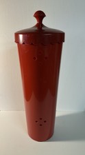 vintage red plastic MCM style toilet brush caddy