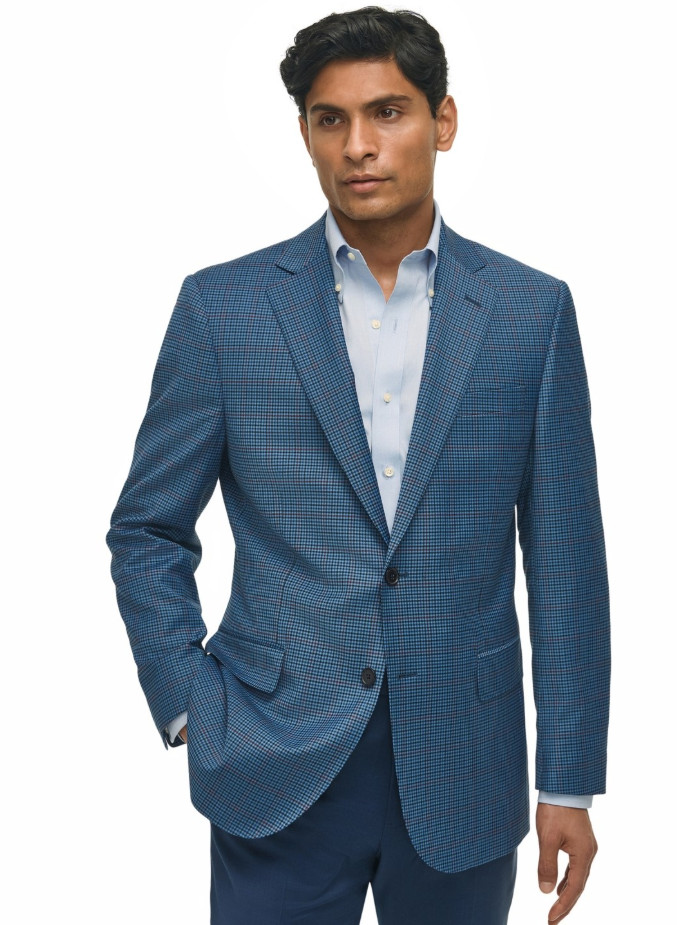 Brooks Brothers Mens Classic fit Sport Coat Blazer 44 R Dark Teal Blue Check 15790₽
