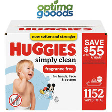 Huggies Simply Clean Unscented Baby Wipes 18 Pack 1152 Total Wipes 