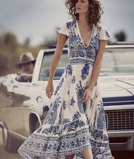 Spell & The Gypsy Dress Size S Hotel Paradiso Bluebird Boho Maxi Gown 🦄 EUC