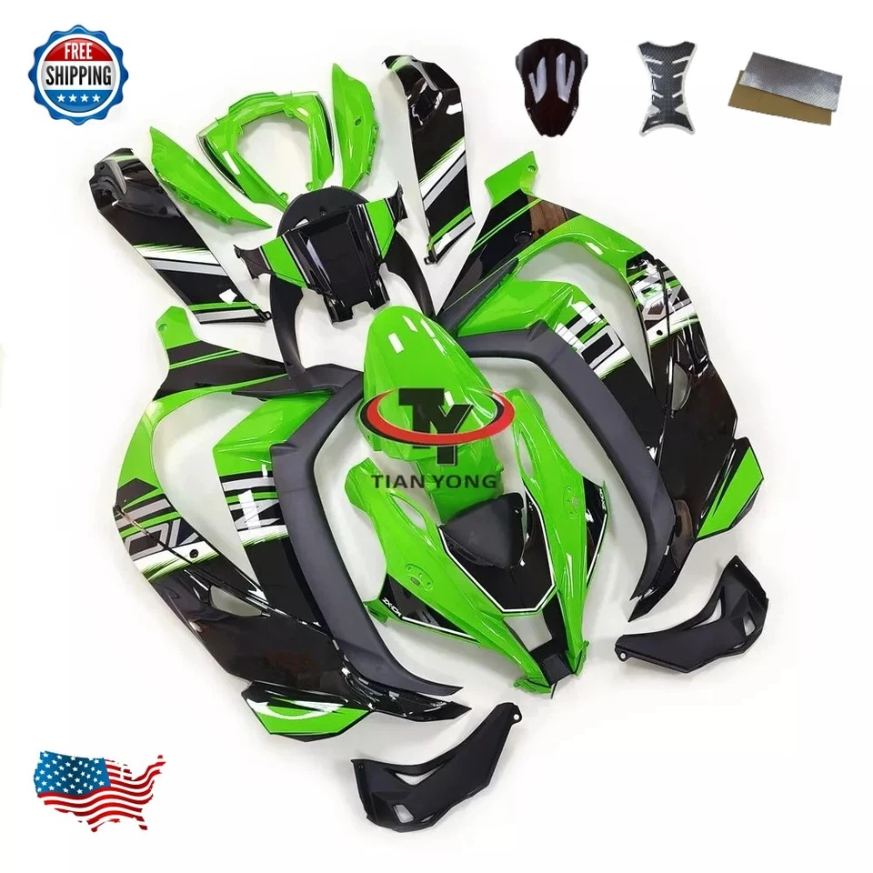 Plastic Bodywork for Kawasaki Ninja ZX10R 2016 - 2020 ABS Fairings Green Black Foto 3 de 4