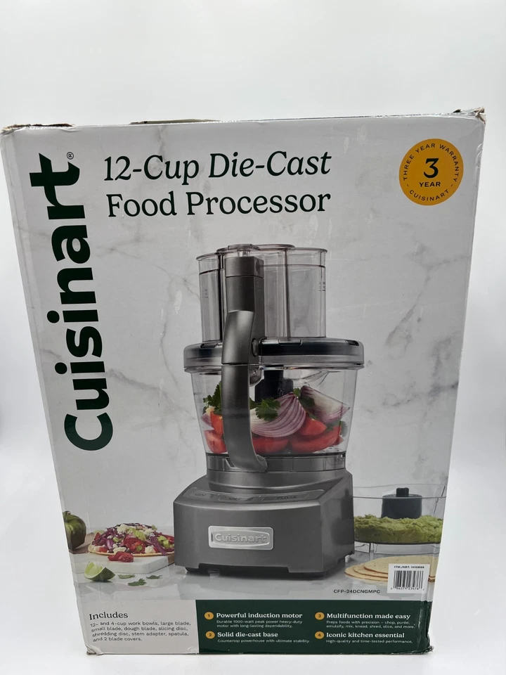 Cuisinart 12-Cup Die-Cast Food Processor CFP-24DCNGMPPC – New, Damaged Box - Image 3 of 4