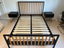 Wooden double bed  with matching side tables