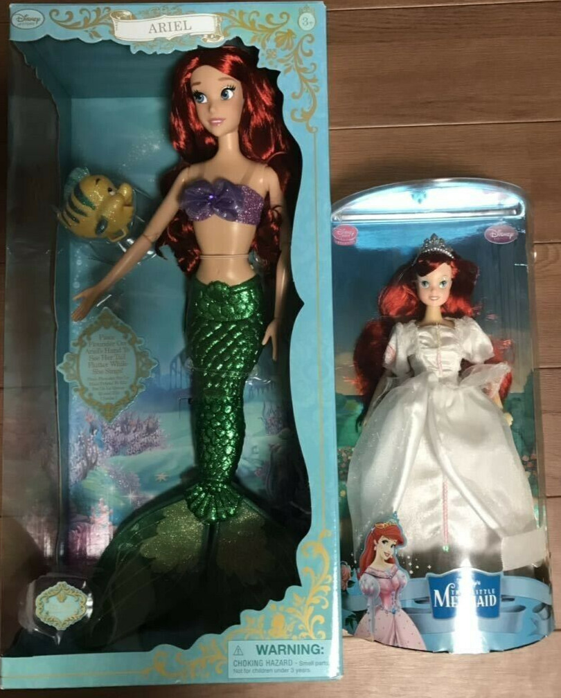 La Sirenita Ariel Flounder Figura Muñeca 2 Set Disney Store Limited