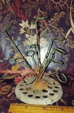 Antique Flower Frog 1930s Weighted Cast Metal J.P.O. Pat. 12 Wire Loops 24 Holes