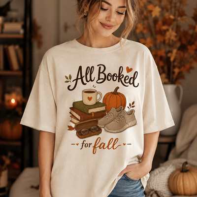 All Booked For Herbst Buchliebhaber Herbstlesen Frauen T-Shirt