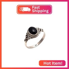 Black Onyx Stone Ring 925 Sterling Silver Statement Ring For Women Handmade Gems
