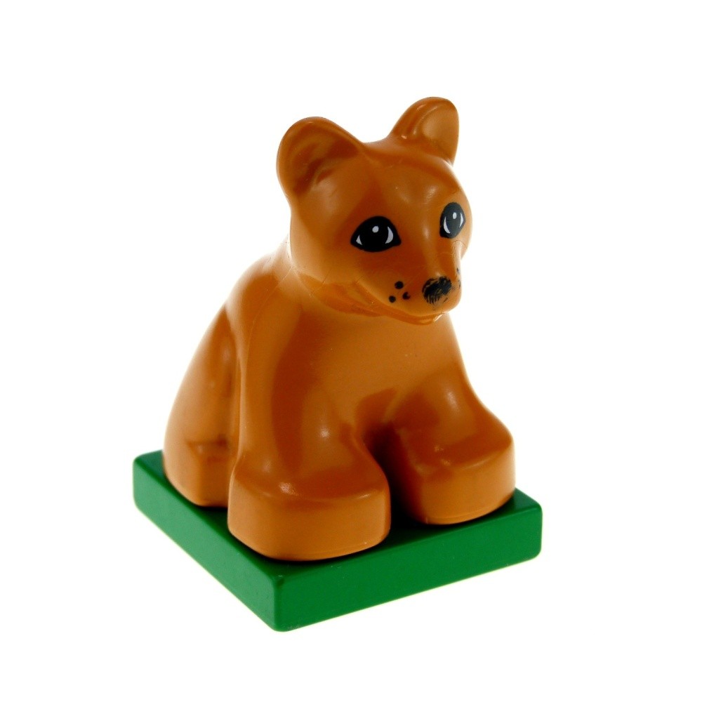 1X Lego Duplo Animal Lion Baby Dark Earth Orange Zoo Circus Cat 2334C03PB01