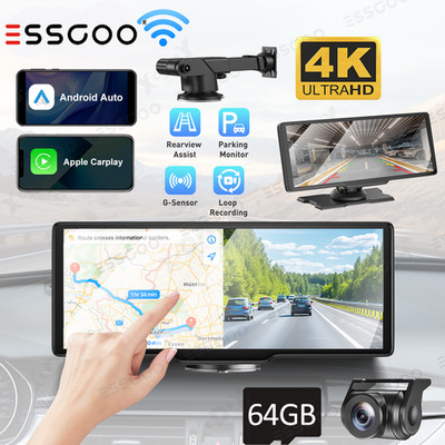 10,2'' 4K Tragbares Carplay Android Auto dashcam mit Bluetooth G-senor Autoradio