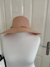 Women's Sun Hat New Unworn With Bead And Tie Detail.  Wide Brim For Protection.