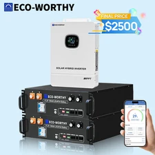 ECO-WORTHY Home Backup Power 2Pack 48V 100Ah Battery+10KW 48V Off-grid Inverter