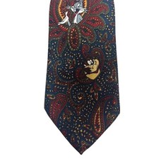 1993 Looney Tunes Mania Cartoon Graphic Tie Bugs Bunny Marvin Taz 56" x 3.75"