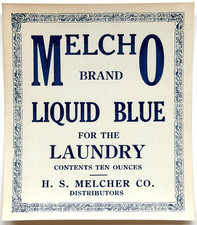 1910-15 Melcho Liquid Blue Laundry Label Unused NOS Vintage Advertising Melcher