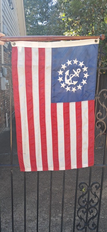 Vintage US 13 Star Ensign Flag For Yacht - With Pole