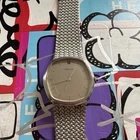 Credor Seiko Quartz Analog Cushion 23mm Silver Dial SS Mesh Bracelet Vintage
