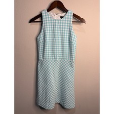 Ann Taylor Blue White Gingham Sleeveless Dress Size 0P
