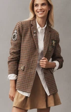 By Anthropologie Patches Houndstooth Blazer