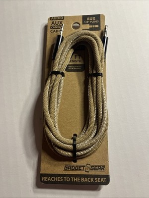 Canvas Auxiliary Cable 7FT By Gadget Gear 3.5mm Audio Jacks