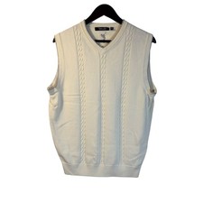 Cypress Links M Cream Cable Knit Sweater Vest Men's 100 Cotton Golf Classic