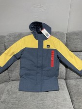 Quiksilver Youth Boys Parka Size M 10-12 Grey Yellow New With Tags