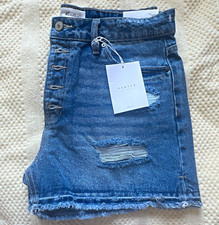 KanCan Women s Blue Denim High Rise Button Fly Distressed Cut Off Shorts 29