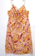 Nine West Rayon Yellow Multicolor Floral Ruched Spaghetti Strap Slip Dress 2XL