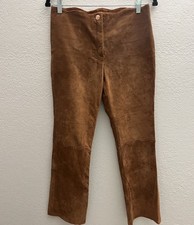 Wilson Maxima Leather Suede Pants Motorcycle Western Scalloped Small Camel Brown
