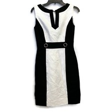 Tahari Arthur S. Levine Sleeveless Black & White Sheath Dress 4 Office Business