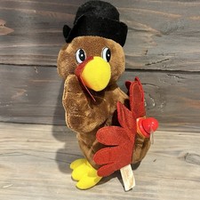 Dan Dee Animated Thanksgiving Turkey 12  Plush Sings Tail Spins Lights Up RARE