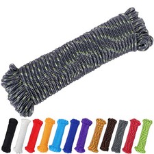PerkHomy 90 ft 1/4 inch 7mm Polyester Rope 1/4" x 90', Gray Green white